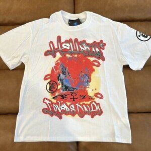 Hellstar Lovers Only Sprayed Red & White T-Shirt Mens Size Large